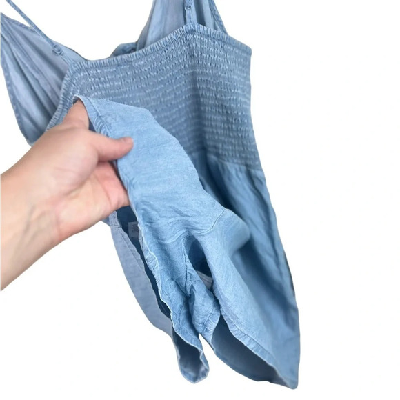 Aerie • Chambray Tie Front Knot Romper - Picture 4 of 11